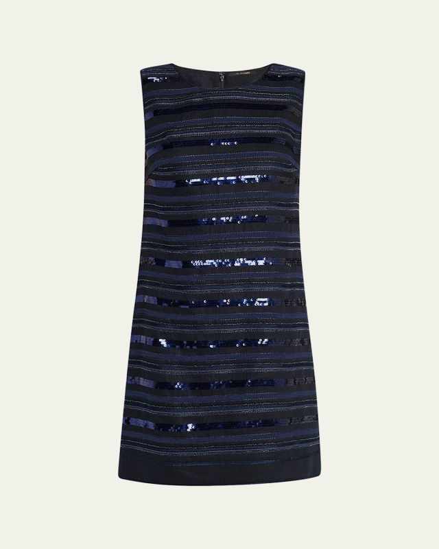 Jenae Sleeveless Beaded Linen Mini Dress